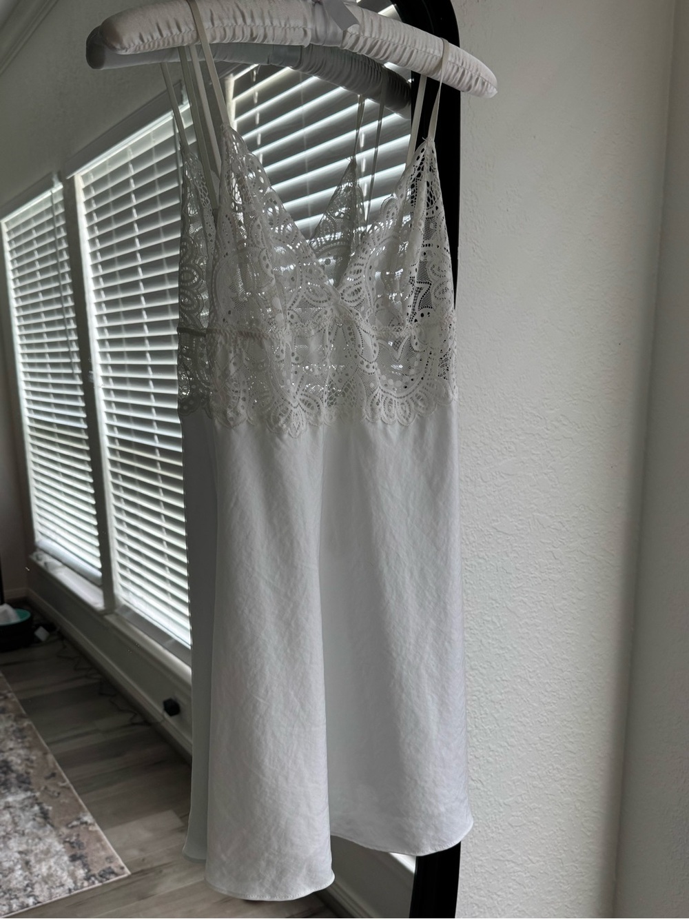 Delicate Lace-Trim White Slip Chemise